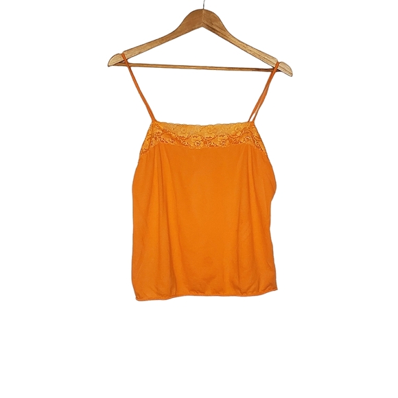 Tops - Bright Sherbet Orange Lace Camisole